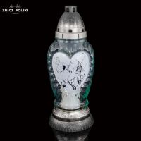 ZNICZ SZKLANY SERCE MARMUR 29 cm Z385 lampion